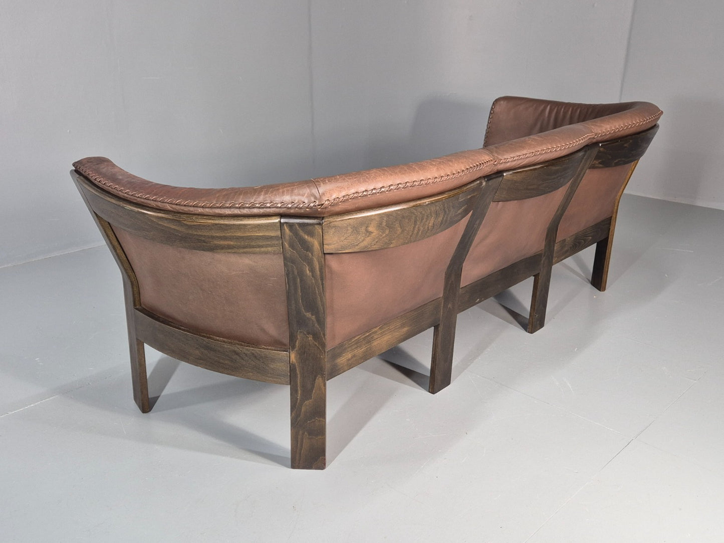 3 Seater Vintage Sofa Danish Mid Century Brown Leather 1970s Retro EB11370 M3SS15