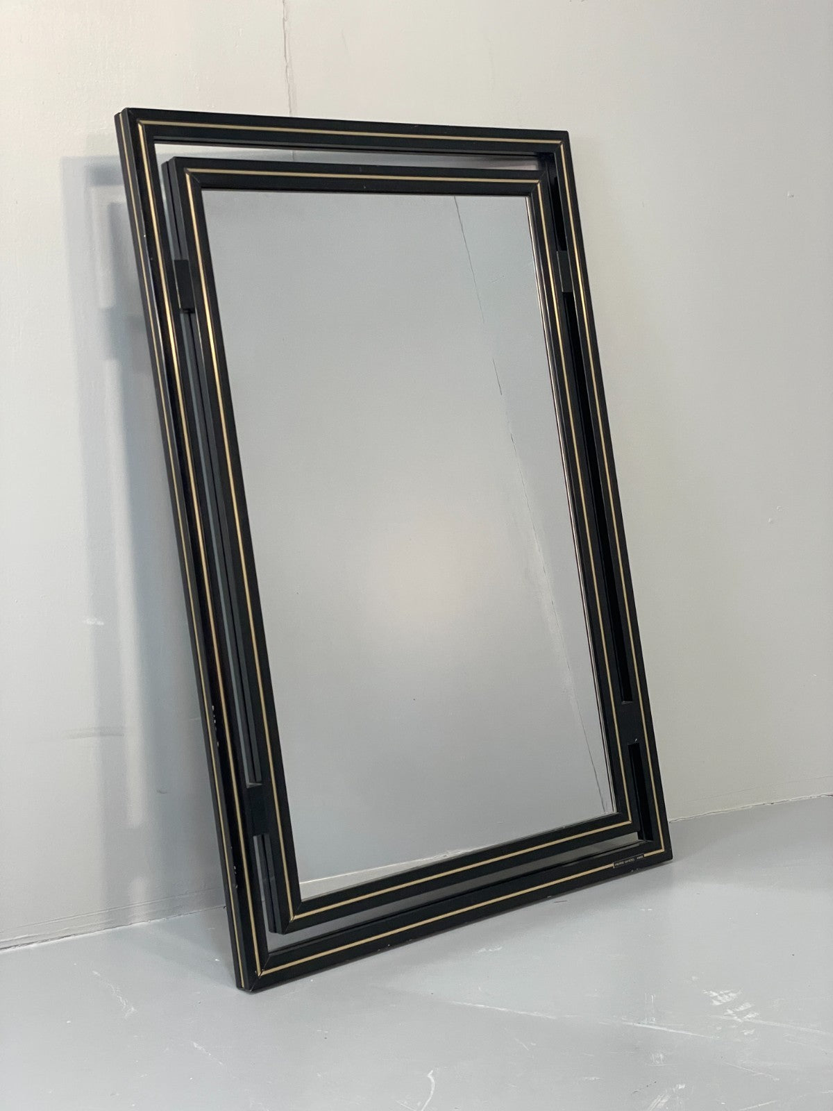Vintage Pierre Vandel Mirror Wall Hanging Black Gold 1970s French EB11803 MWOO2