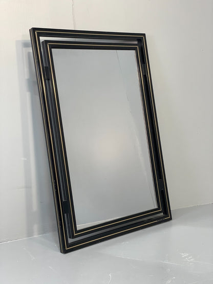 Vintage Pierre Vandel Mirror Wall Hanging Black Gold 1970s French EB11803 MWOO2