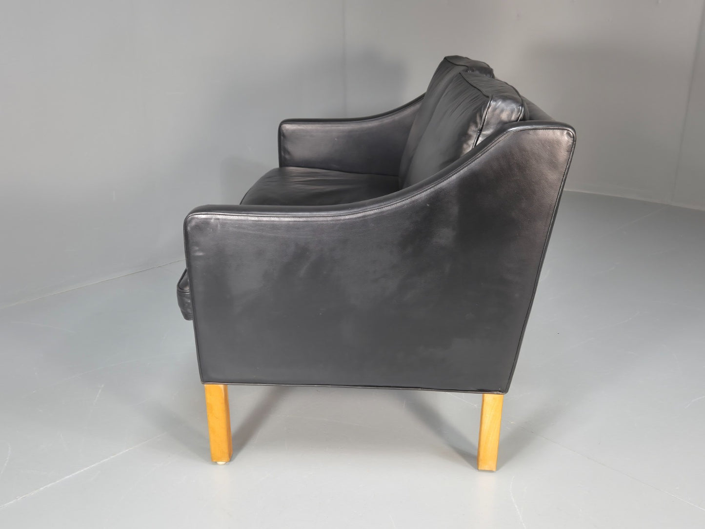 Two Seat Sofa Vintage Danish Black Leather 1970s Retro Mid Century  EB10122 M2SS18