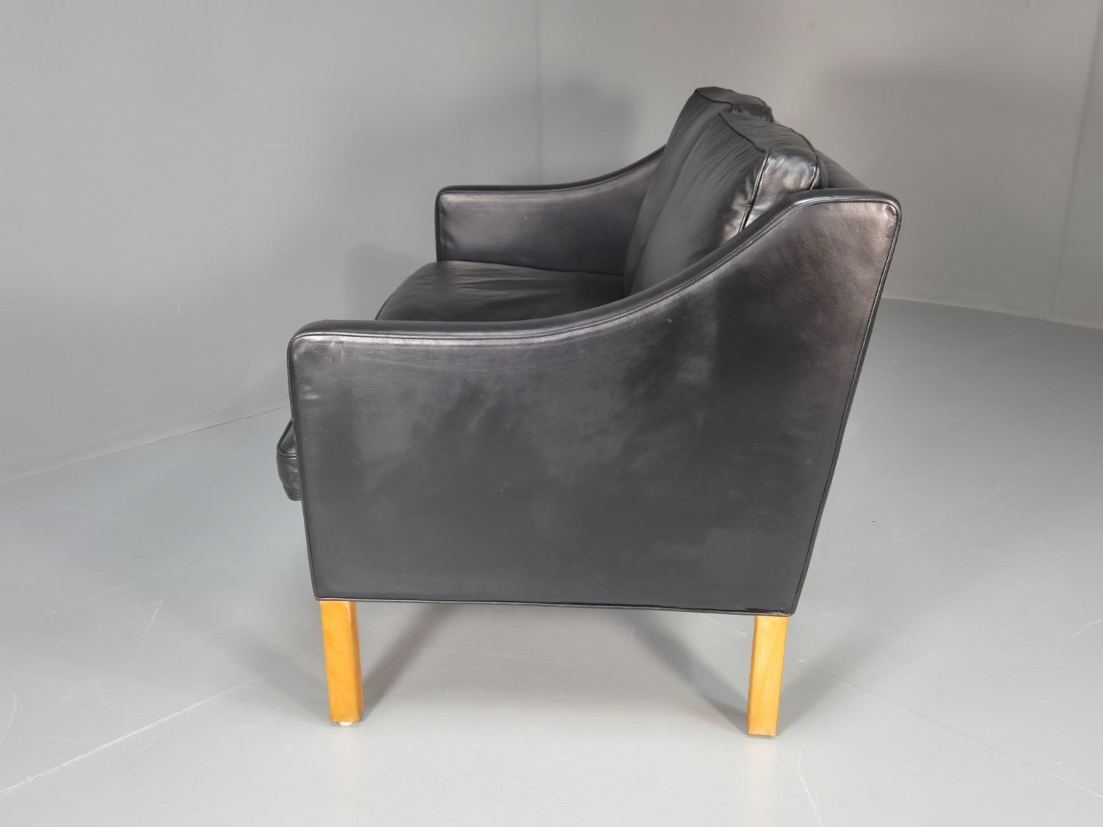 Two Seat Sofa Vintage Danish Black Leather 1970s Retro Mid Century  EB10122 M2SS18