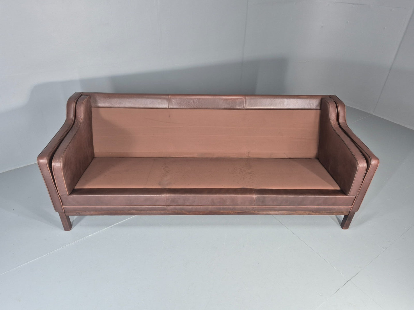 3 Seater Leather Sofa Vintage Mid Century Mogensen Shape 1970 Retro EB11356 M3SS11