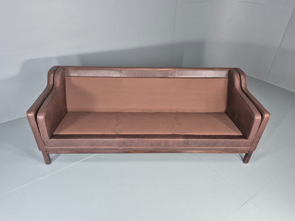 3 Seater Leather Sofa Vintage Mid Century Mogensen Shape 1970 Retro EB11356 M3SS11