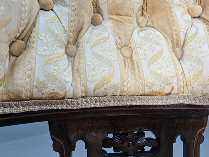 2 Vintage Lounge Chair Gold Stripe Mahogany Inlay Edwardian Revival EB8429 VCLO - UKDK FURNITURE
