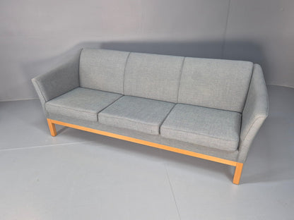Mid Century Three Seater Sofa Blue wool Oak Base 1980s Retro  EB10398 M3SS5