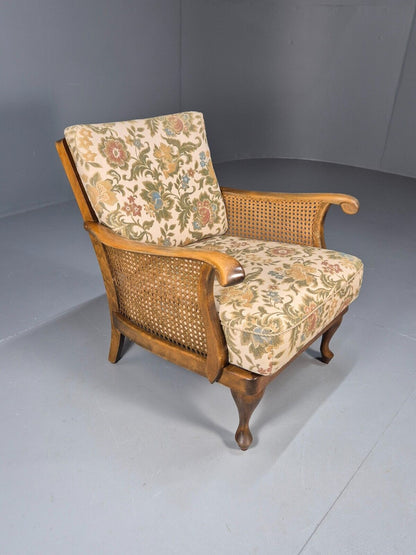Vintage Danish Bergere Lounge Chair, Floral Cloth, Antique Style EB9003 VBER - UKDK FURNITURE