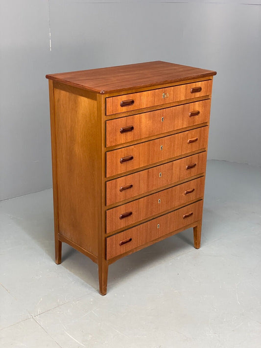 Vintage Danish Teak Chest Of Drawers Solid Handles Mid Century EB9117 MWOO - UKDK FURNITURE