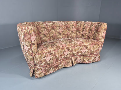 2 Seater Banana Sofa Vintage Danish Art Deco Floral Upholstery  EB11522 V2SS0