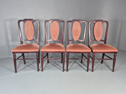 4 1970s Dining Chairs Pink Velour Stylised Regency Style Retro EB11962 VDIN4