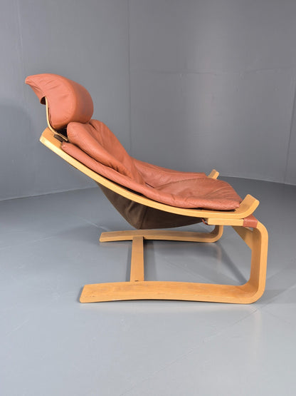 Vintage Leather Lounge Chair Mid Century Kroken Aki Fribyter Retro EB11309 MBEN8