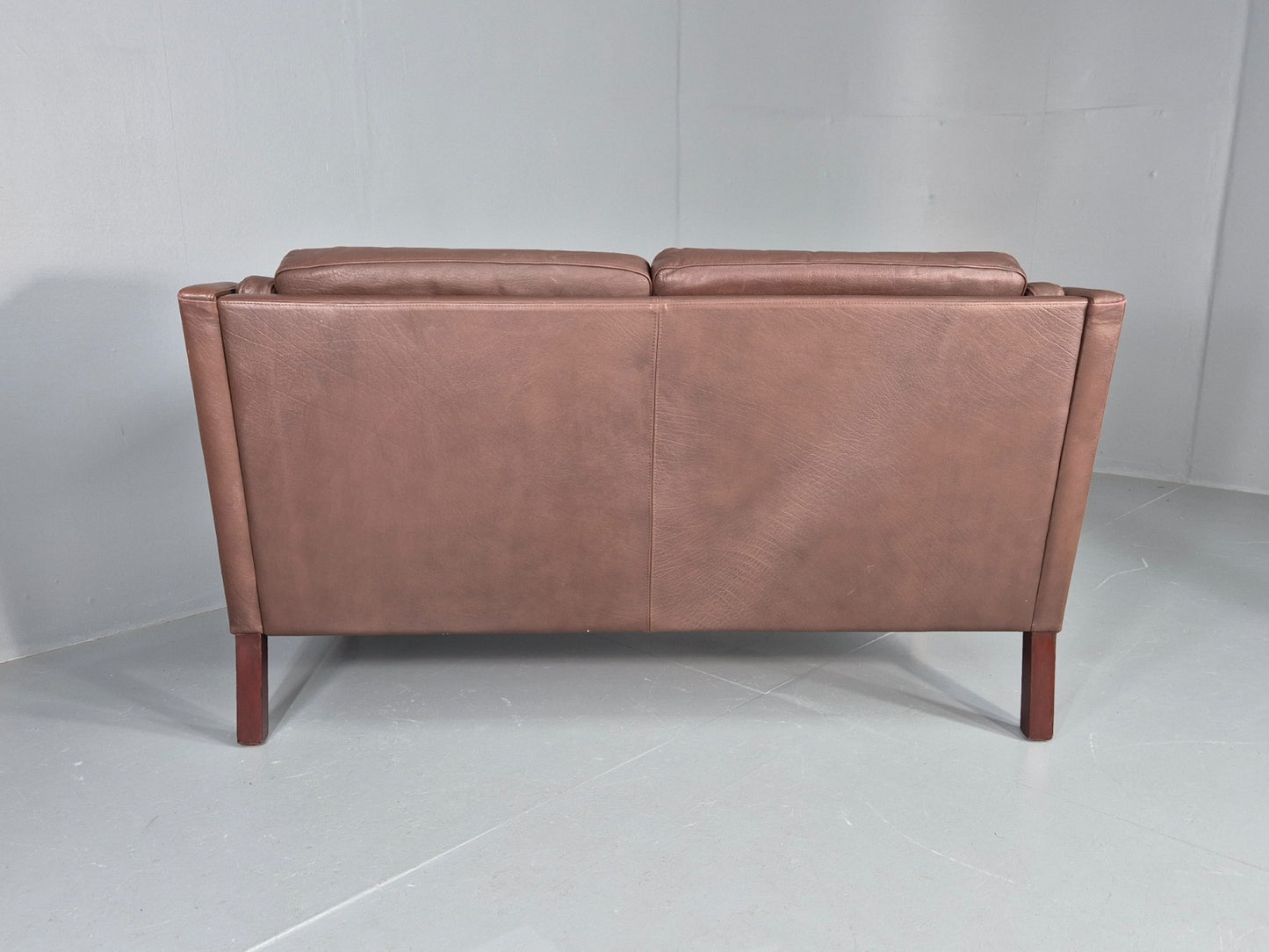 Vintage 2 Seater Sofa Danish Brown Leather Mid Century Retro 1970s EB9304 M2SS15