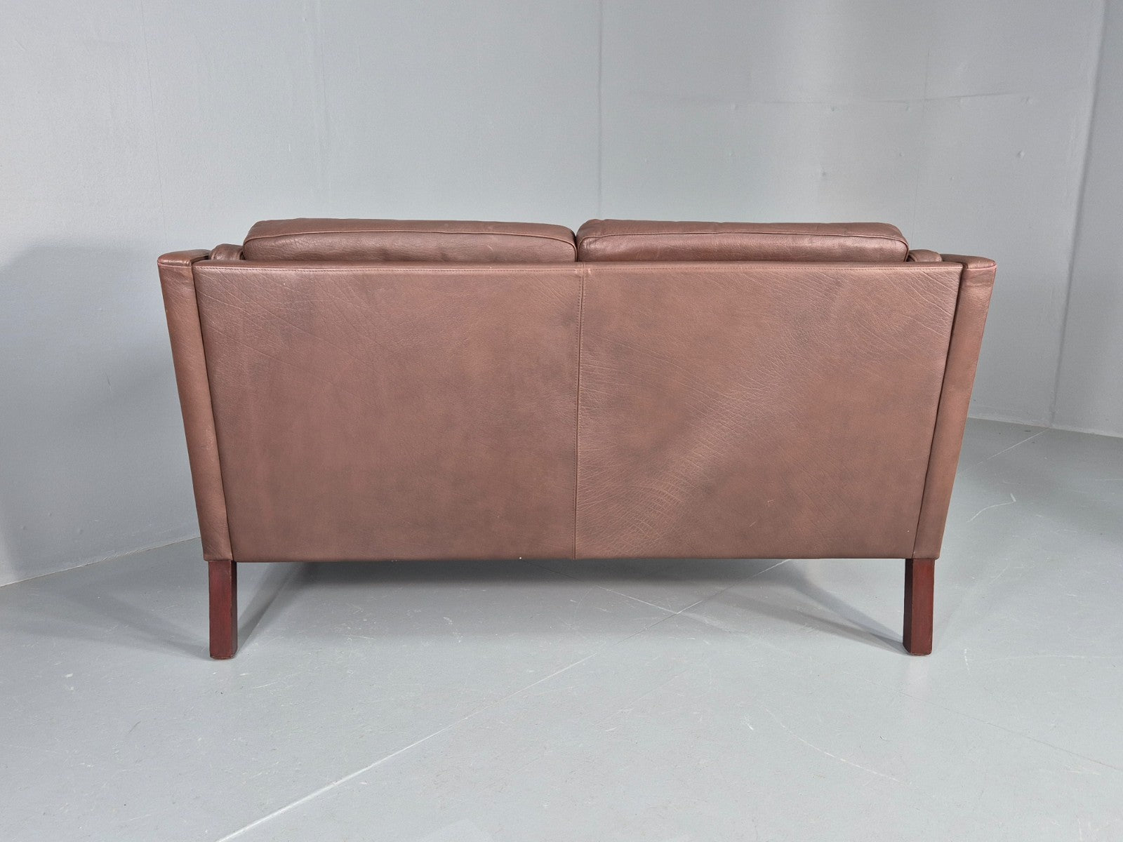 Vintage 2 Seater Sofa Danish Brown Leather Mid Century Retro 1970s EB9304 M2SS15