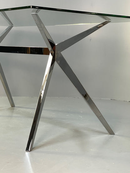 Glass & Chrome Dining Table By Calligaris Modern Minimal Design EB10357 MWOO9