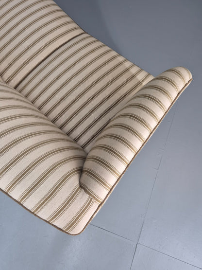 Three Seater Art Deco Curved Sofa 1930s Vintage Cream Green Wool  EB10799 V3SS13