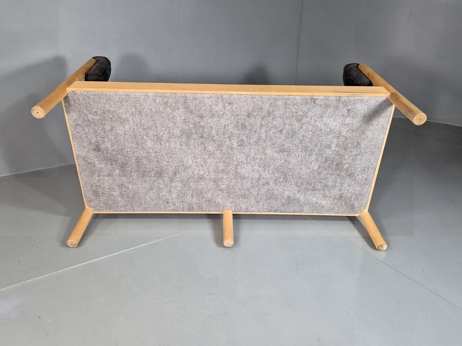 2 Seat Sofa Slate Velour Beech Frame Curved Vintage Danish Retro MCM EB7198 M2SS5