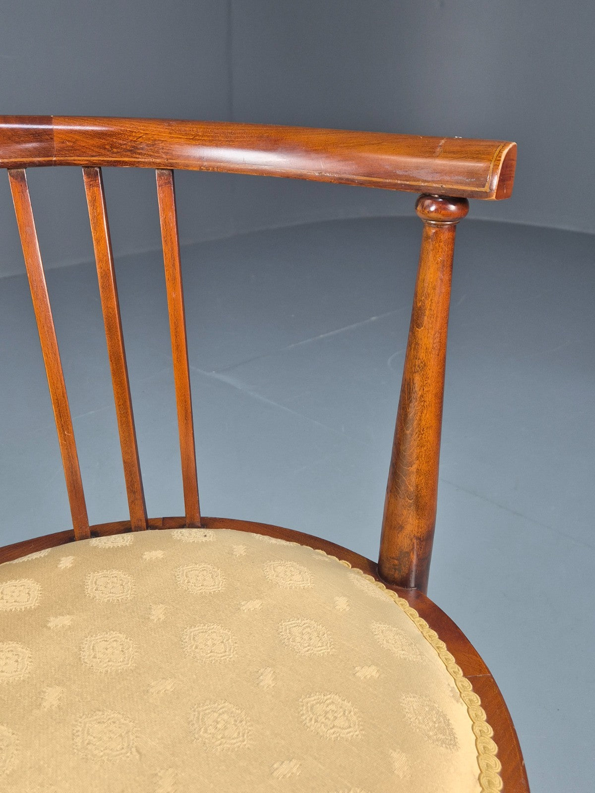 Edwardian Art Nouveau Corner Chair Mahogany Frame Tulip Inlay 1900s EB10715 VDIN10