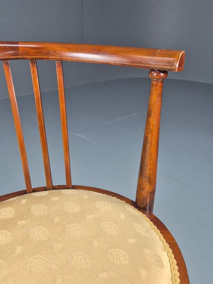 Edwardian Art Nouveau Corner Chair Mahogany Frame Tulip Inlay 1900s EB10715 VDIN10