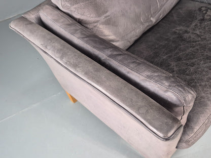 Vintage Mogens Hansen 2.5 Seat Settee Grey Leather 1980s Retro EB11645 M3SS15