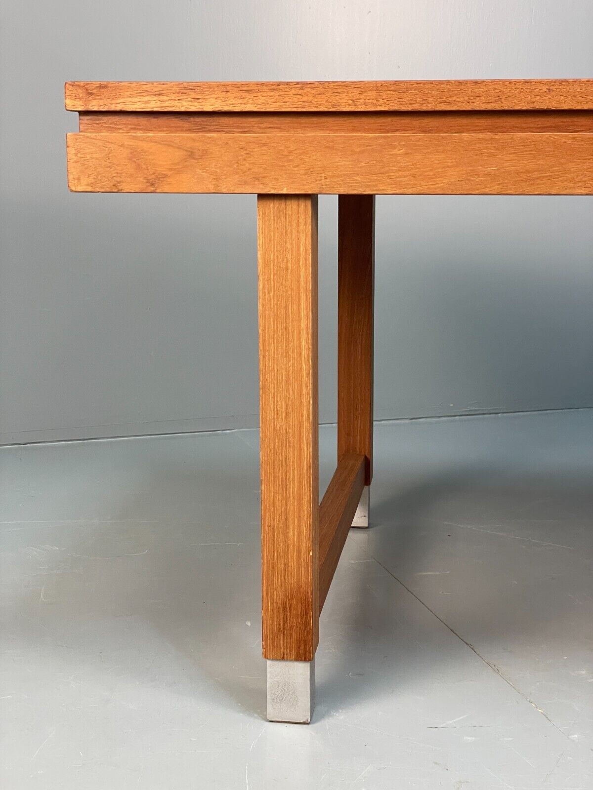 Midcentury Danish Teak Rectangular Coffee Table With Metal Feet EB8672 MWOO - UKDK FURNITURE