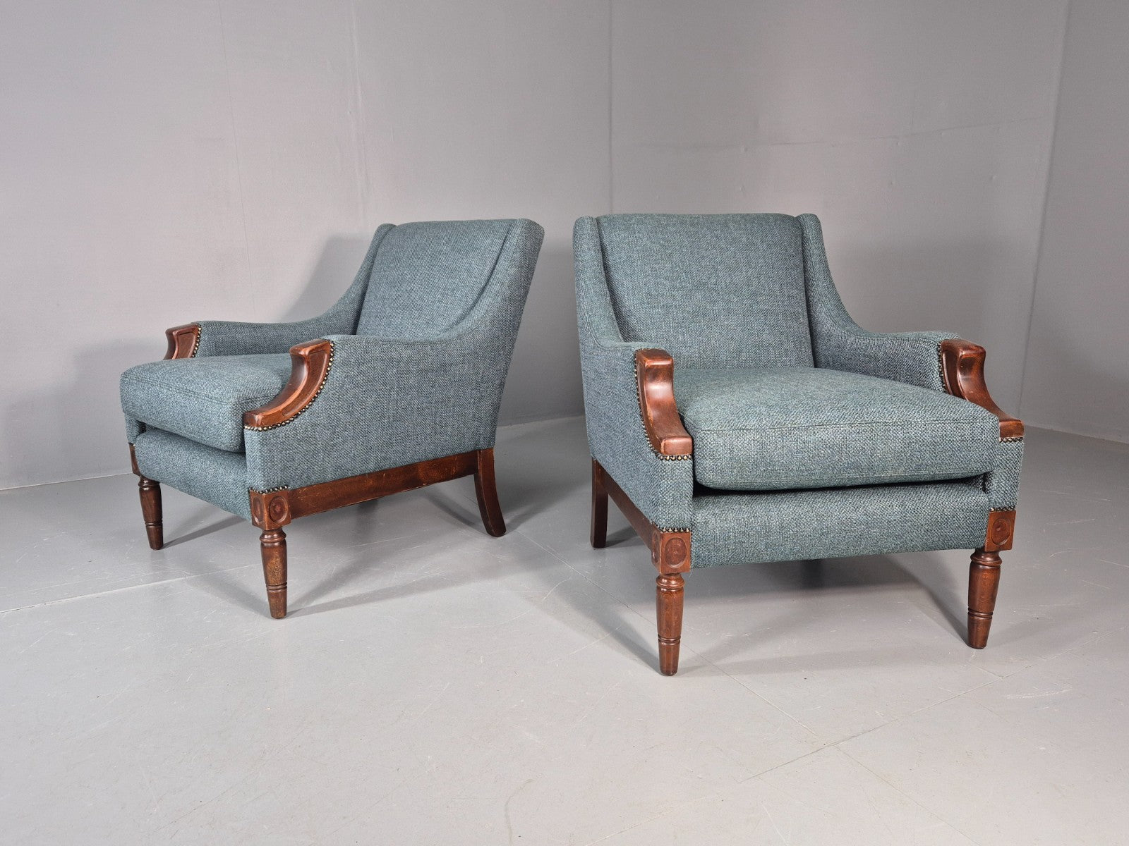 2 Vintage regency Style Armchairs 1970s Danish New Upholstery  EB11135 VCLO2