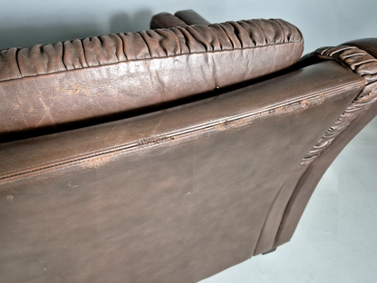 Vintage Danish 3 Seat Sofa Brown Leather 1970s Retro MCM EB6986 M3SS - UKDK FURNITURE