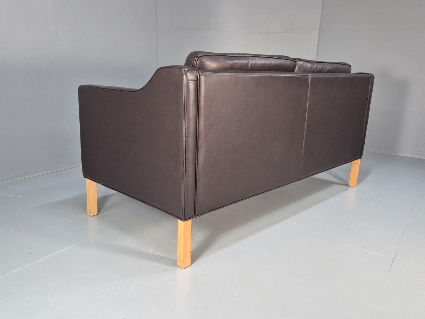 Mid Century Two Seater Sofa Danish Brown Leather Mogensen Vintage  EB10107 M2SS16