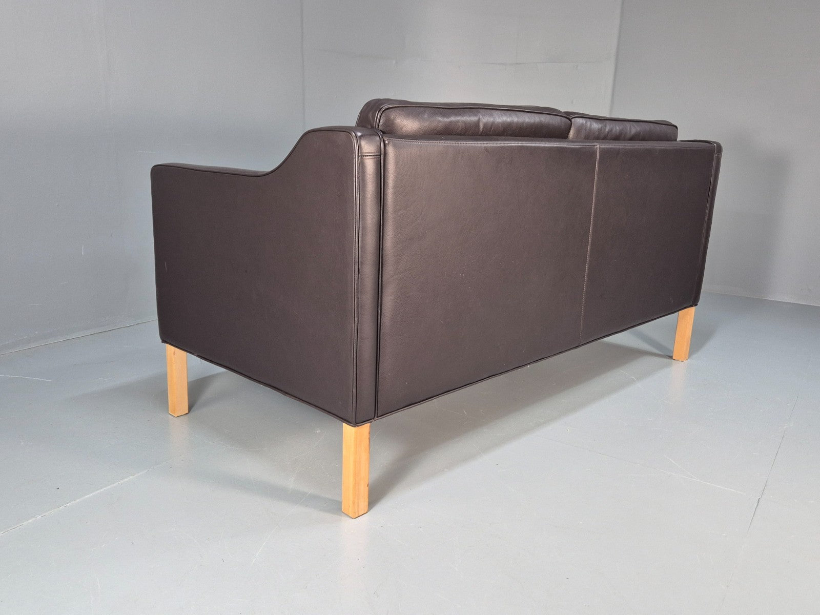 Mid Century Two Seater Sofa Danish Brown Leather Mogensen Vintage  EB10107 M2SS16