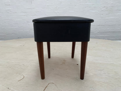 Danish Retro Hobby Box Black Vinyl on Turned Teak Legs Vintage EB3148 MFOO9