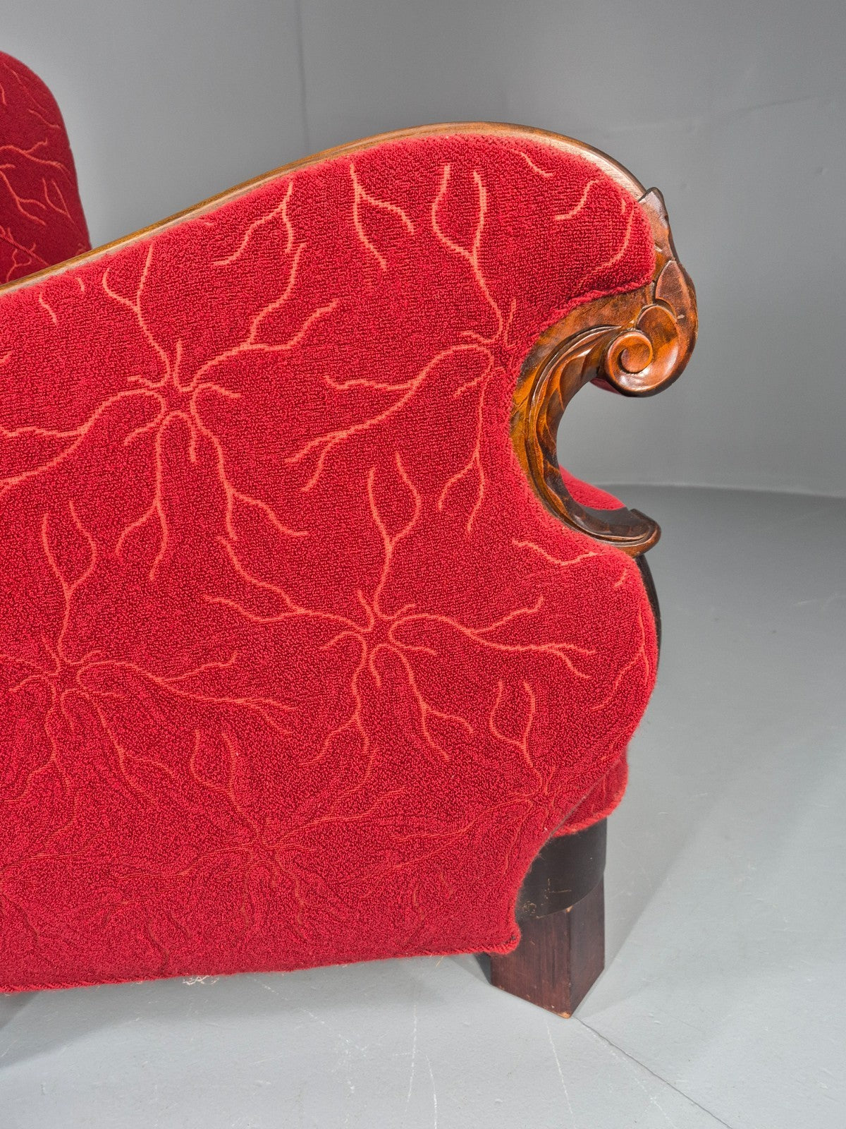Vintage Art Deco Danish Lounge Chair Red Moquette 1930s EB11394 VCLO7