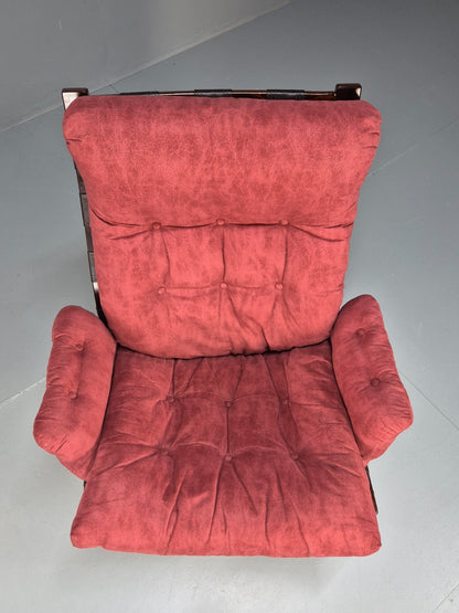 Vintage Red Lounge Chair Skyline Style Bentwood Frame Danish EB10311 MBEN14