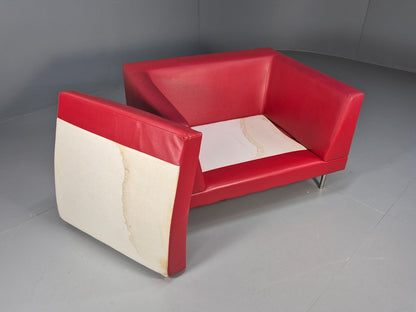 Vintage Red Vinyl Modern Design Lounge Chair Modus Brand Retro Style EB9409 MNOR - UKDK FURNITURE