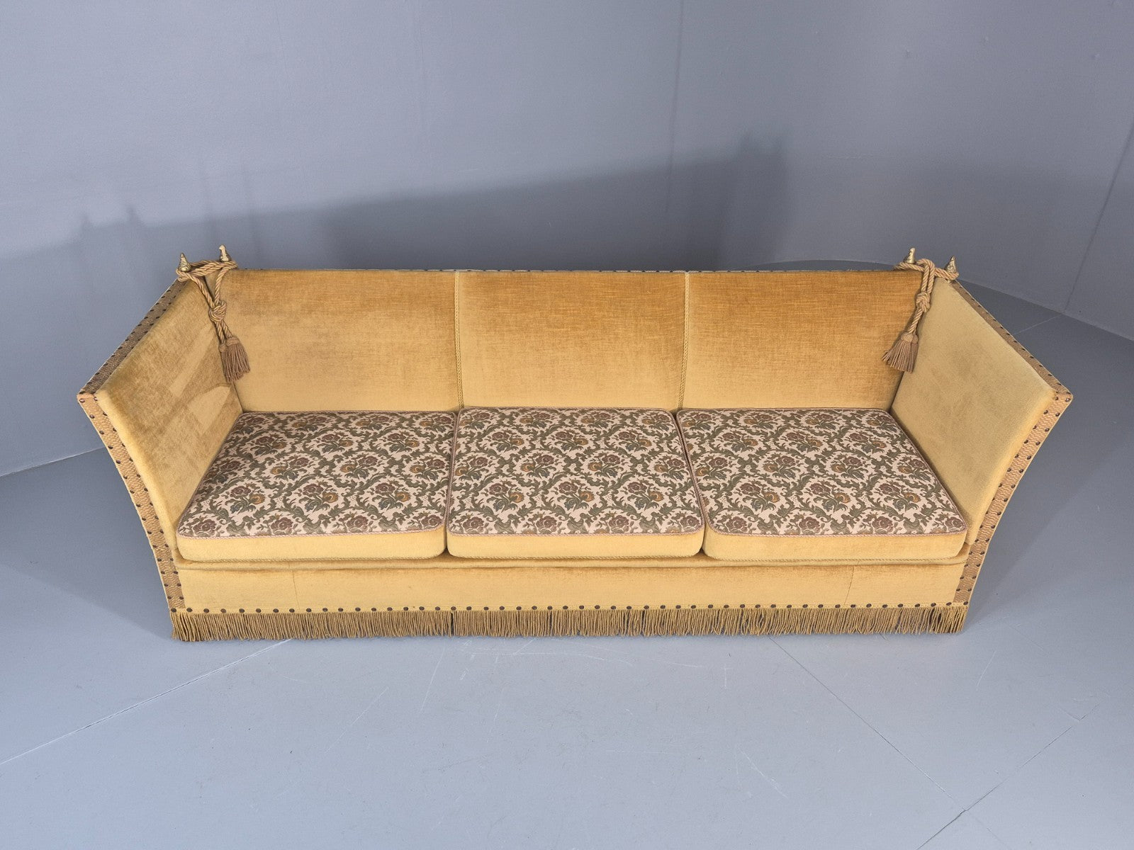 Three Seater Knole Sofa Vintage Danish 1960s Gold Velour Retro EB11432 V3SS4