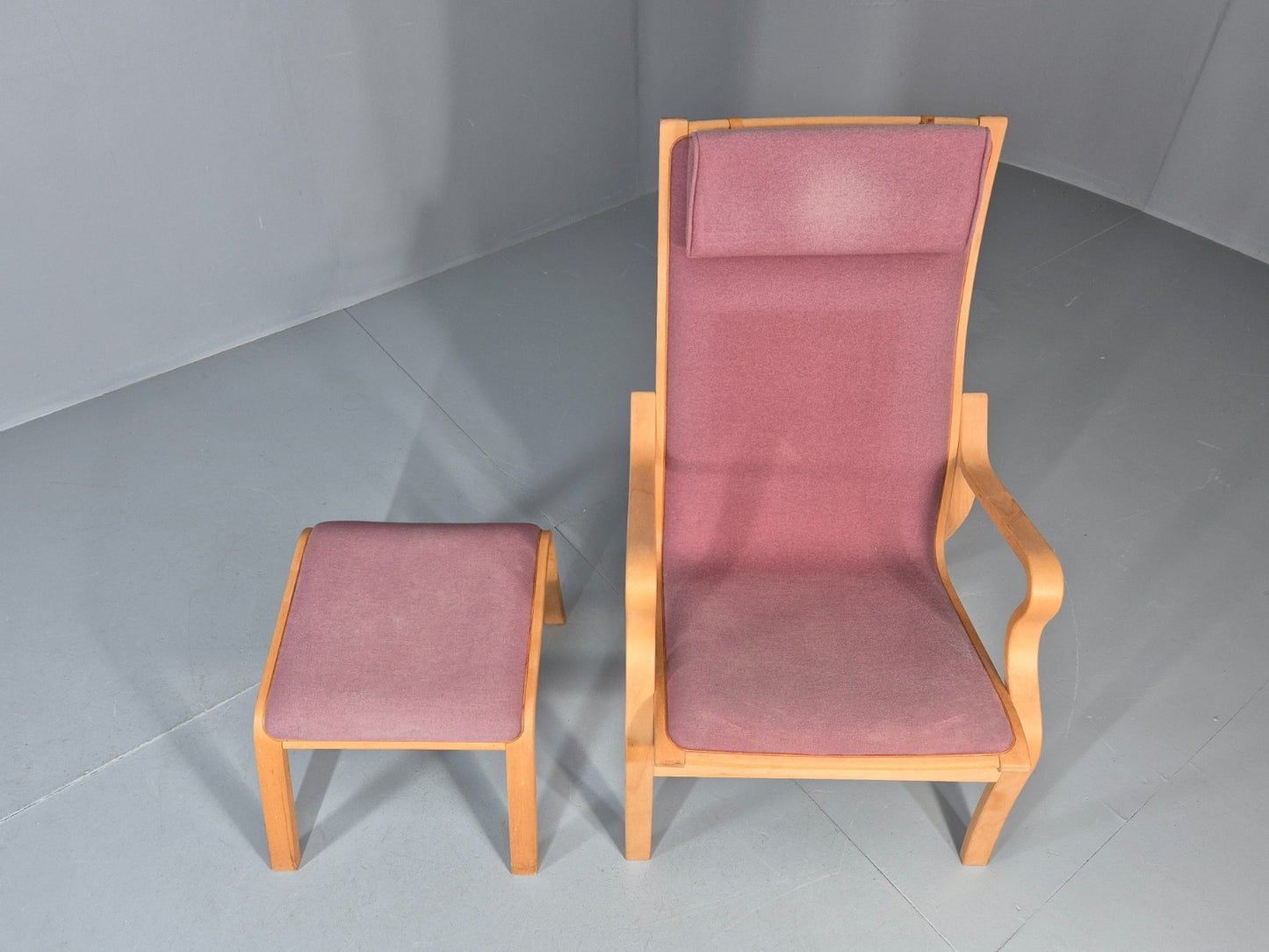 Vintage Danish Bentwood Chair and Footstool Ostergaard Style Retro EB11297 MBEN3
