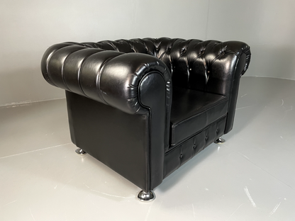 EB6358 Vintage Chesterfield Black Vegan Leather Retro VCHE - UKDK FURNITURE