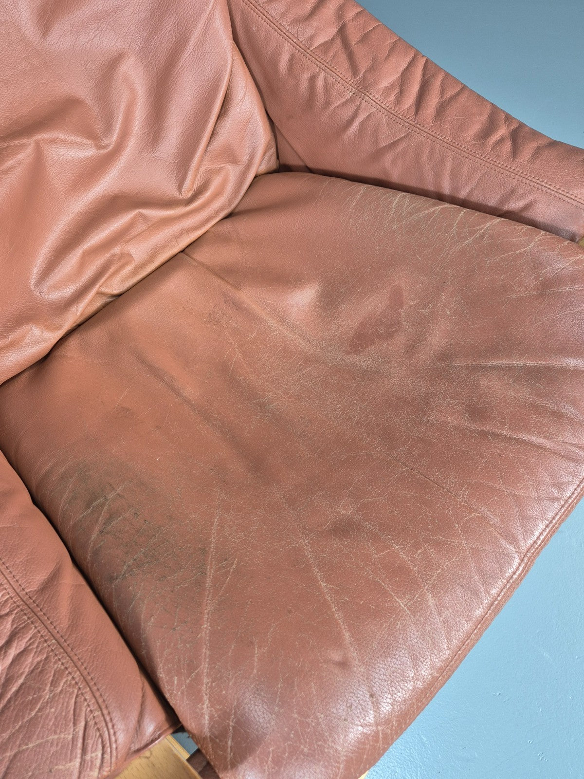 Vintage Leather Lounge Chair Mid Century Kroken Aki Fribyter Retro EB11309 MBEN6