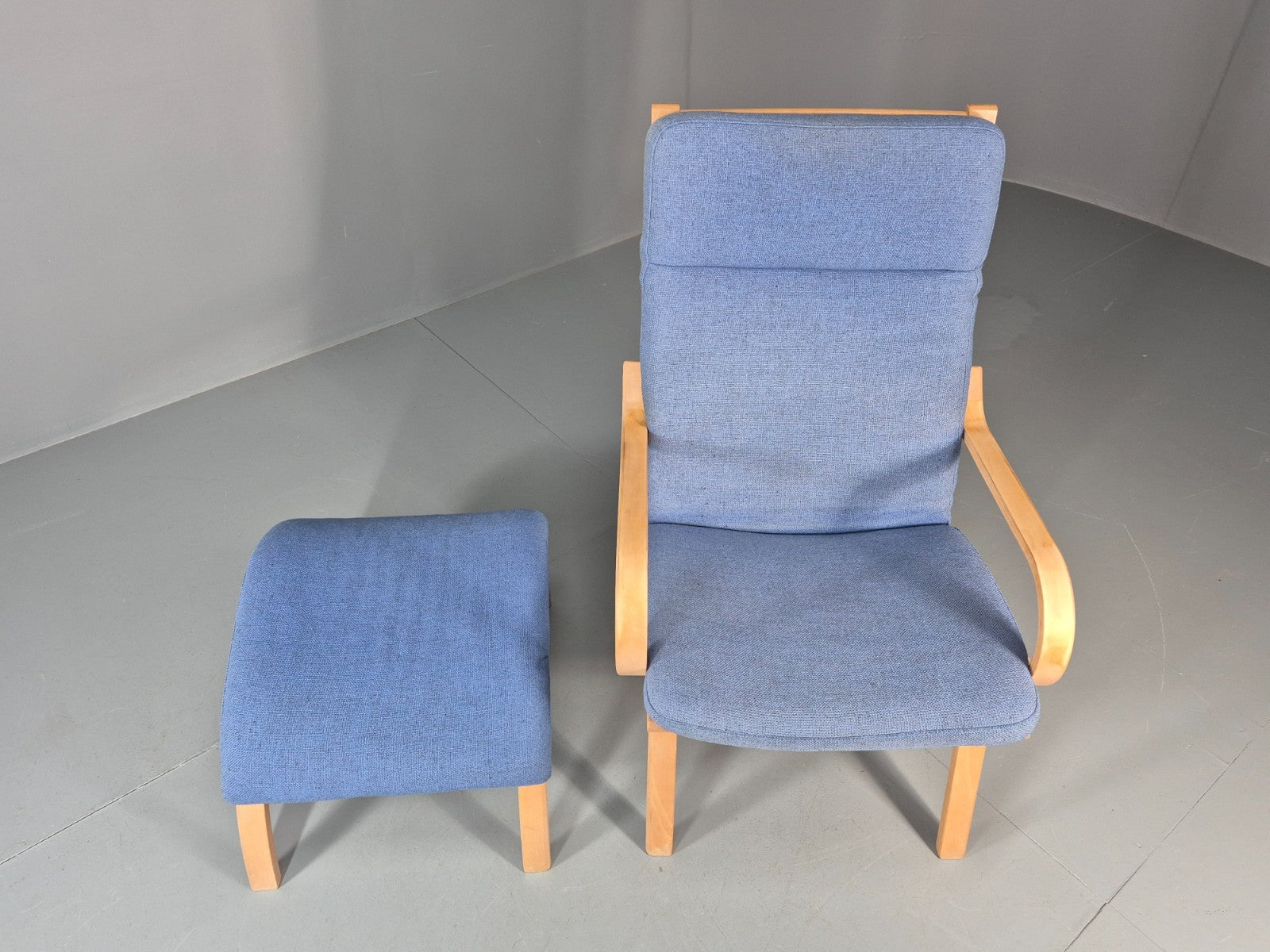 Retro Bentwood Lounge Chair and Footstool Vintage Danish 1980s MCM  EB11382 MBEN3