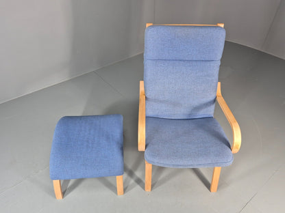 Retro Bentwood Lounge Chair and Footstool Vintage Danish 1980s MCM  EB11382 MBEN3
