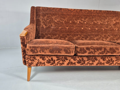 Vintage Three Seater Sofa Lani Sweden 1960s Retro Brown Floral MCM EB11080 M3SS2