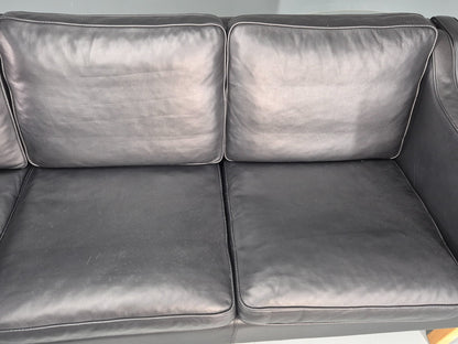 Vintage 3 Seater Sofa Danish Black Leather Mid Century Retro 1980s  EB10469 M3SS5
