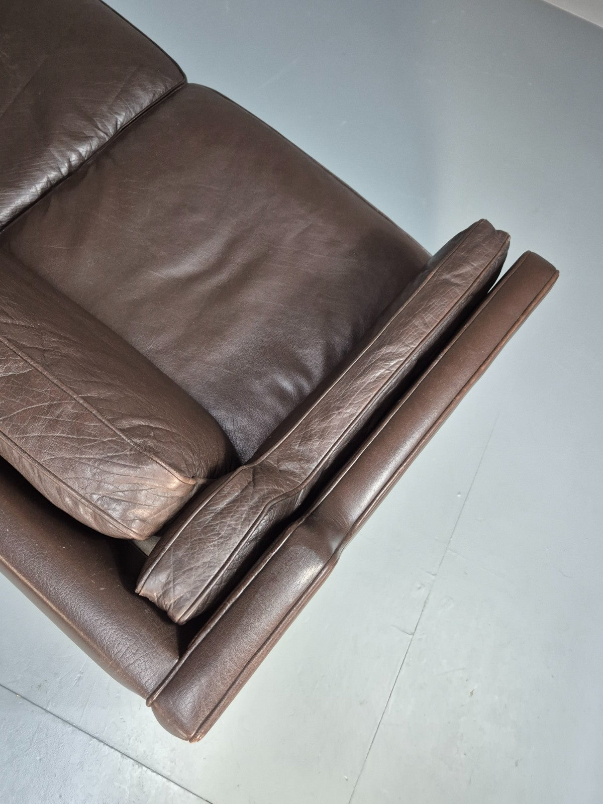 Midcentury Two Seater Sofa Brown Leather Vintage Danish 1970s Retro EB10101 M2SS15