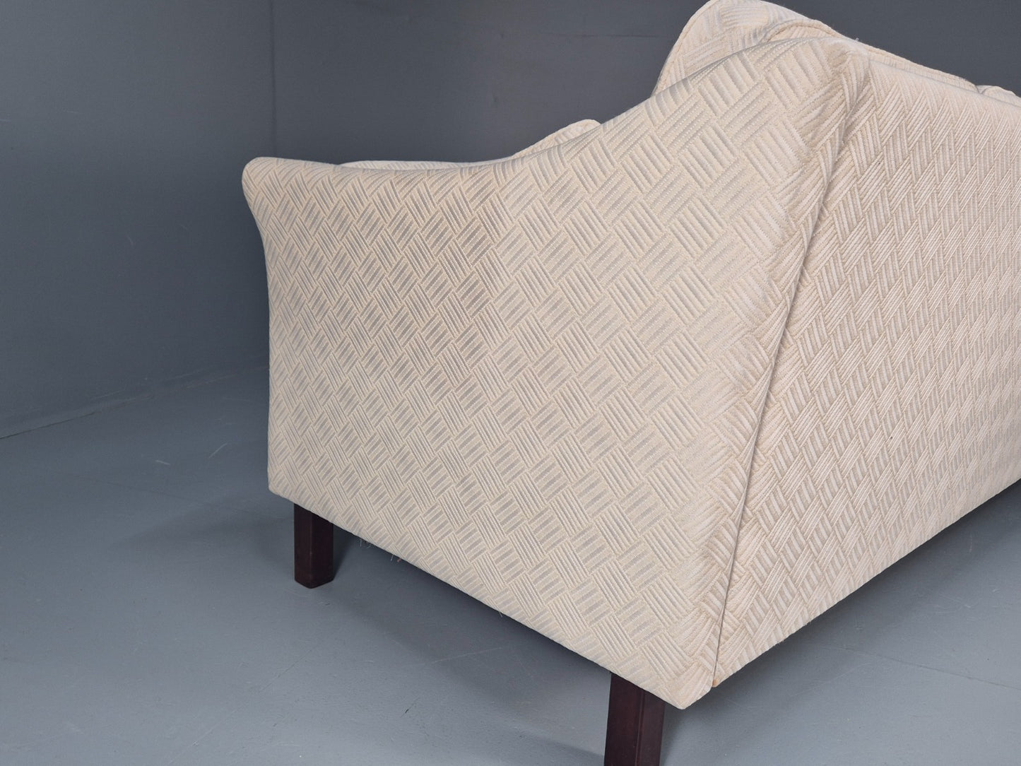 Vintage 3 Seater Sofa Retro Danish Cream Patterned Fabric EB10520 M2SS18