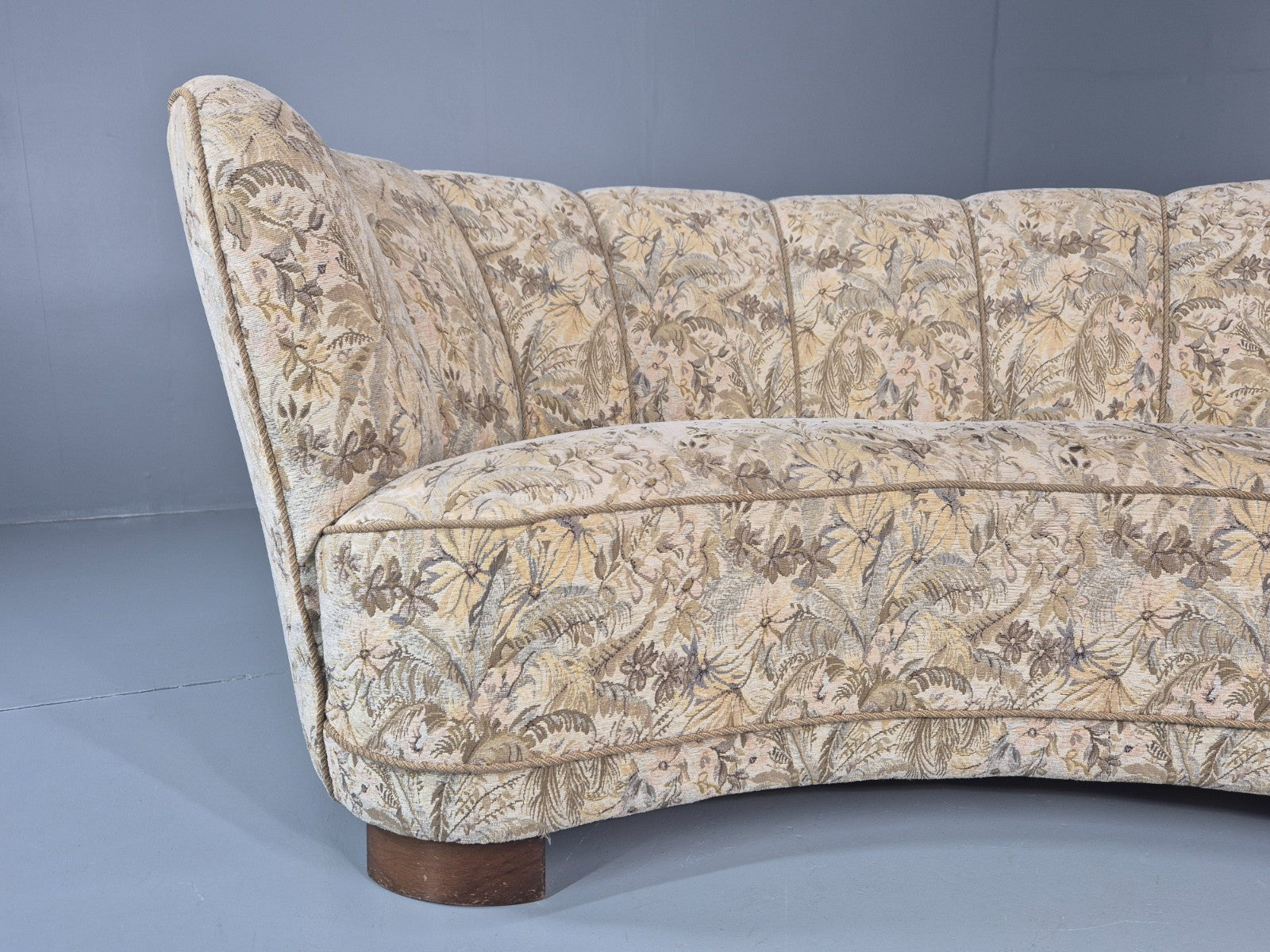 Vintage Banana Sofa 1930s Danish Art Deco Floral Cotton Retro EB10794 V2SS5