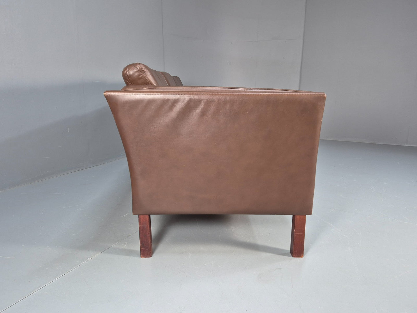 Mid Century Three Seater Sofa Brown Leather Danish Retro 1970s  EB10722 M3SS12