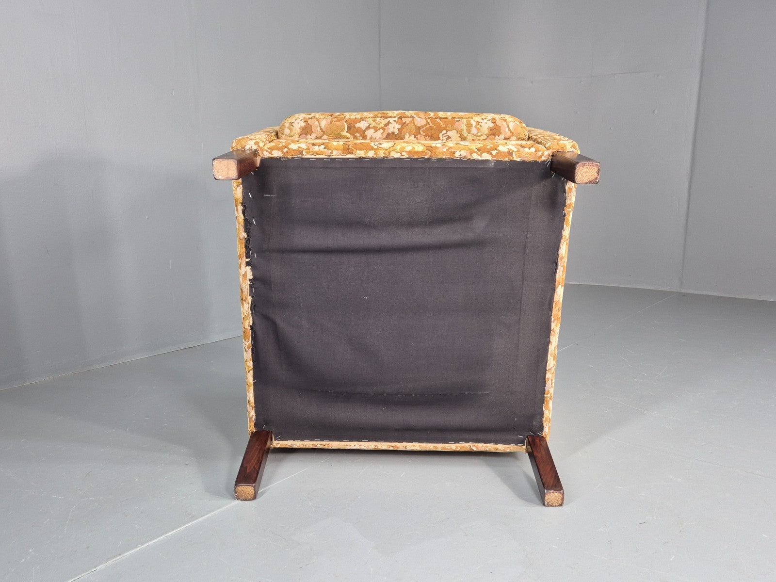 Vintage Danish 1970s Lounge Chair Floral Upholstery Mid Century EB11922 MNOR16