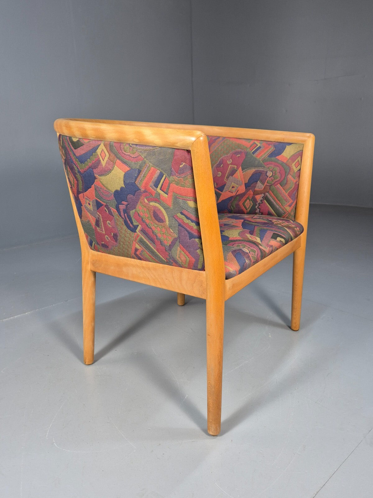 Vintage Danish Tub Chair 1980s Upholstery Beech Frame Retro MCM EB9289 MNOR - UKDK FURNITURE
