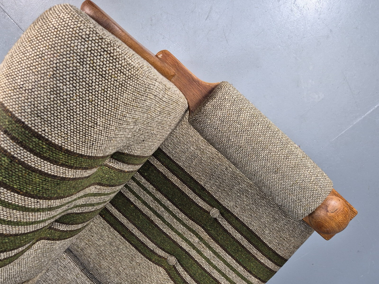 Vintage Kjearnulf Style 2 Seat Sofa 1970s Danish Oak and Wool EB9562 M2SS - UKDK FURNITURE