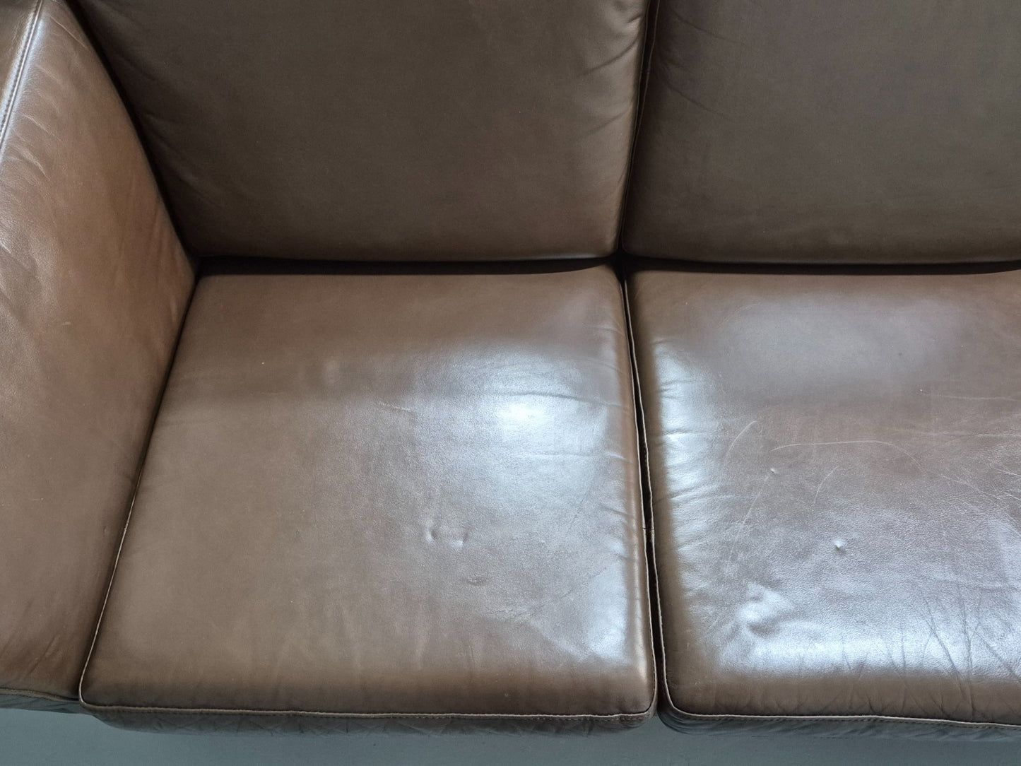 Mid Century Three Seater Sofa Brown Leather Danish Retro 1970s  EB10722 M3SS21