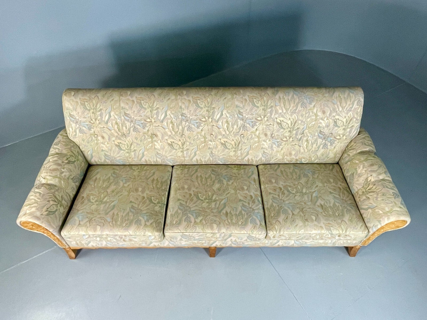 Danish 3 Seater Sofa Oak Frame Floral Kjaernulf 1970s Vintage Retro V3SS EB67485