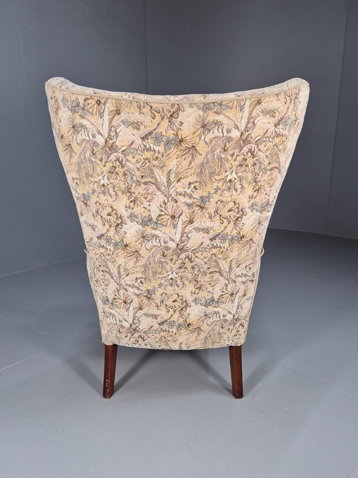 Vintage Danish Lounge Chair Floral Upholstery Beech Frame Retro MCM EB8935 MNOR - UKDK FURNITURE