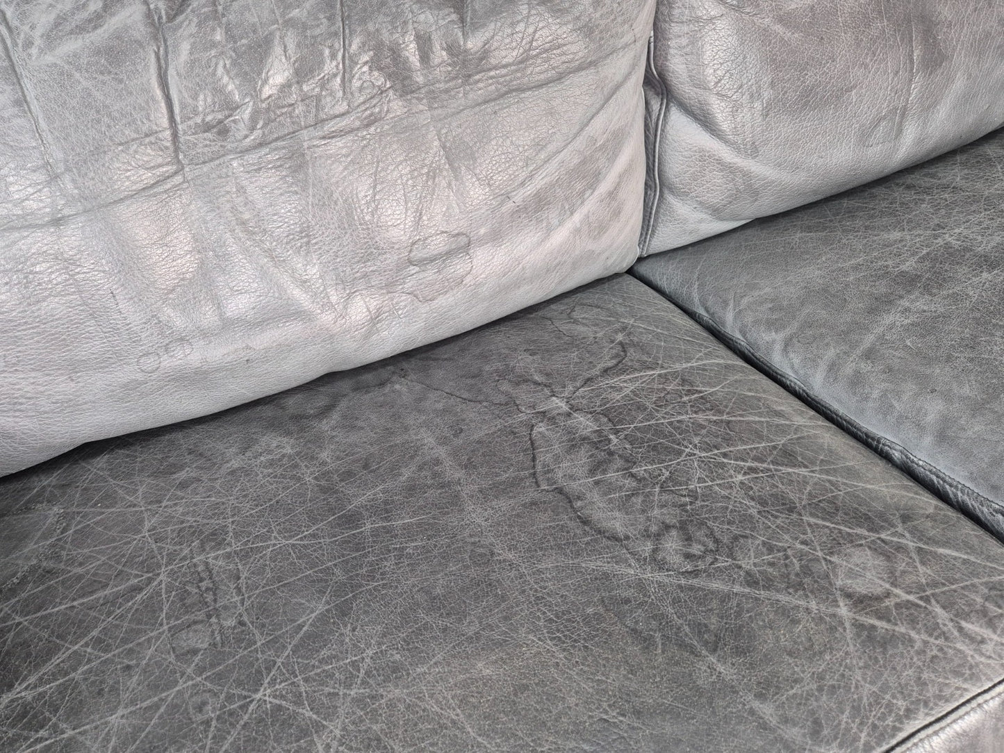 Vintage Mogens Hansen 2.5 Seat Settee Grey Leather 1980s Retro EB11644 M3SS7